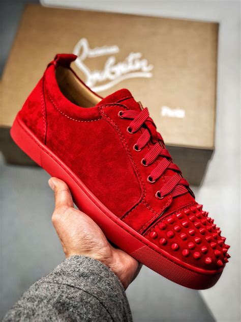 louis vuitton mens trainers red bottom|christian louboutin men's low top.